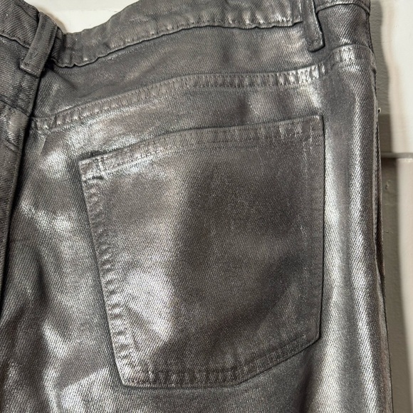 EUC Zara Metallic Gray Coated Wide Leg Jeans On Trend! - Picture 9 of 11